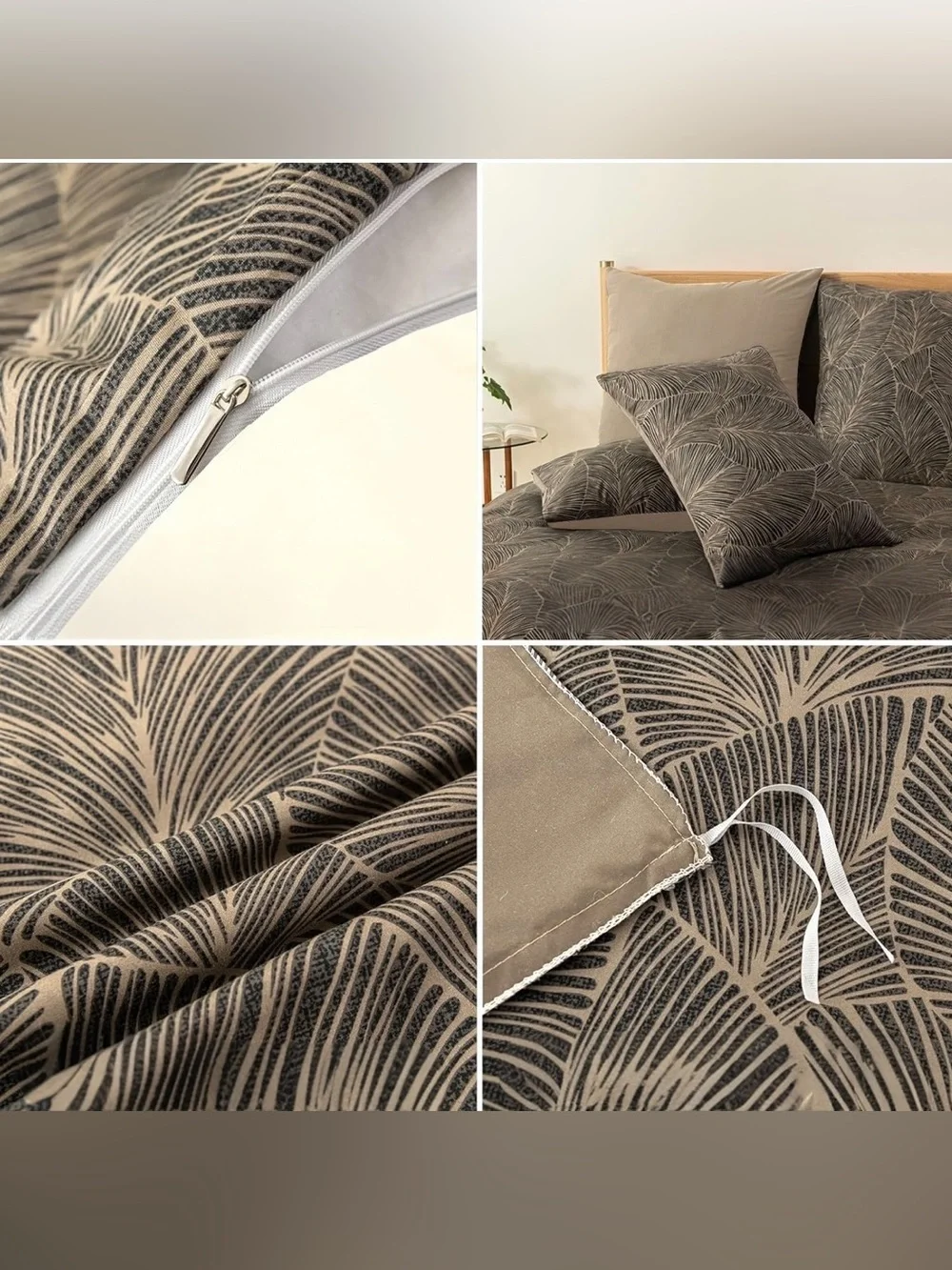 NEW Anthropologie Khaki Botanical Print Boho Queen King Bedding Duvet & Sham Set
